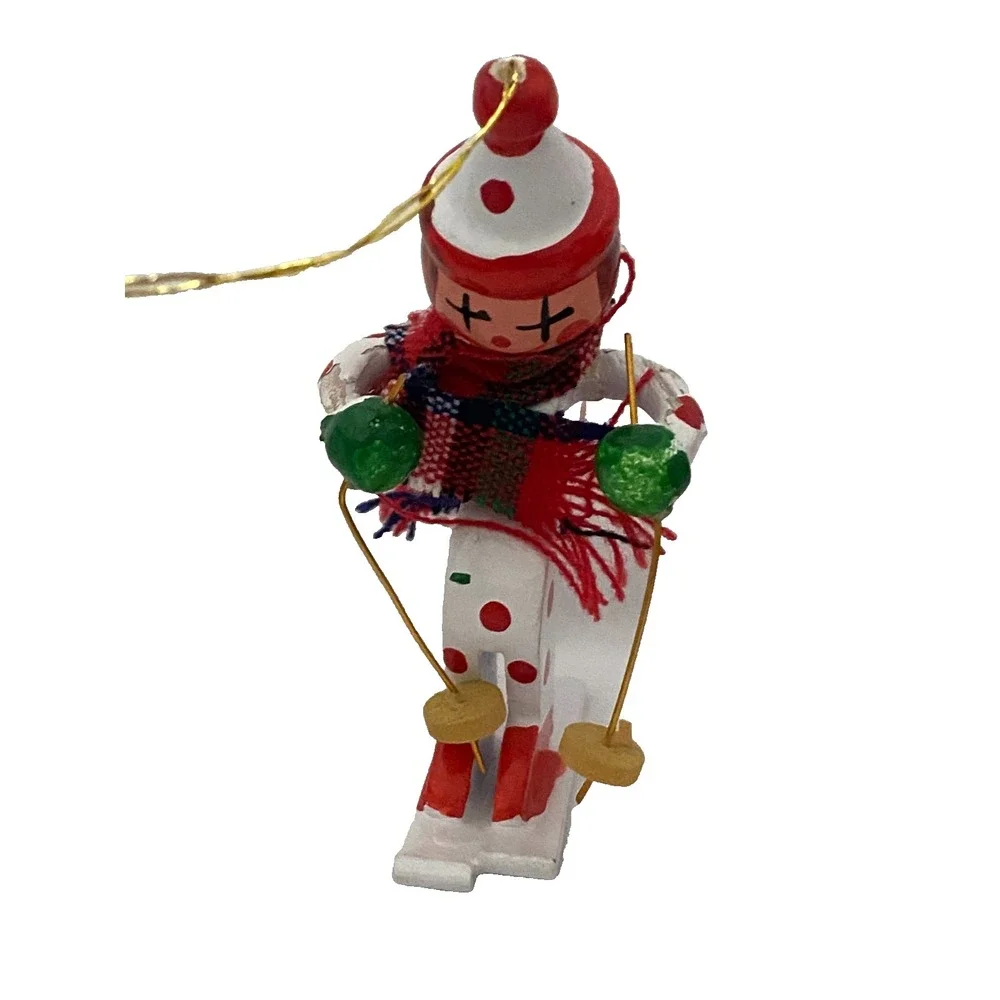 Vintage Painted Wooden Christmas Ornaments ~Rocking Horse Angel Santa Sleigh